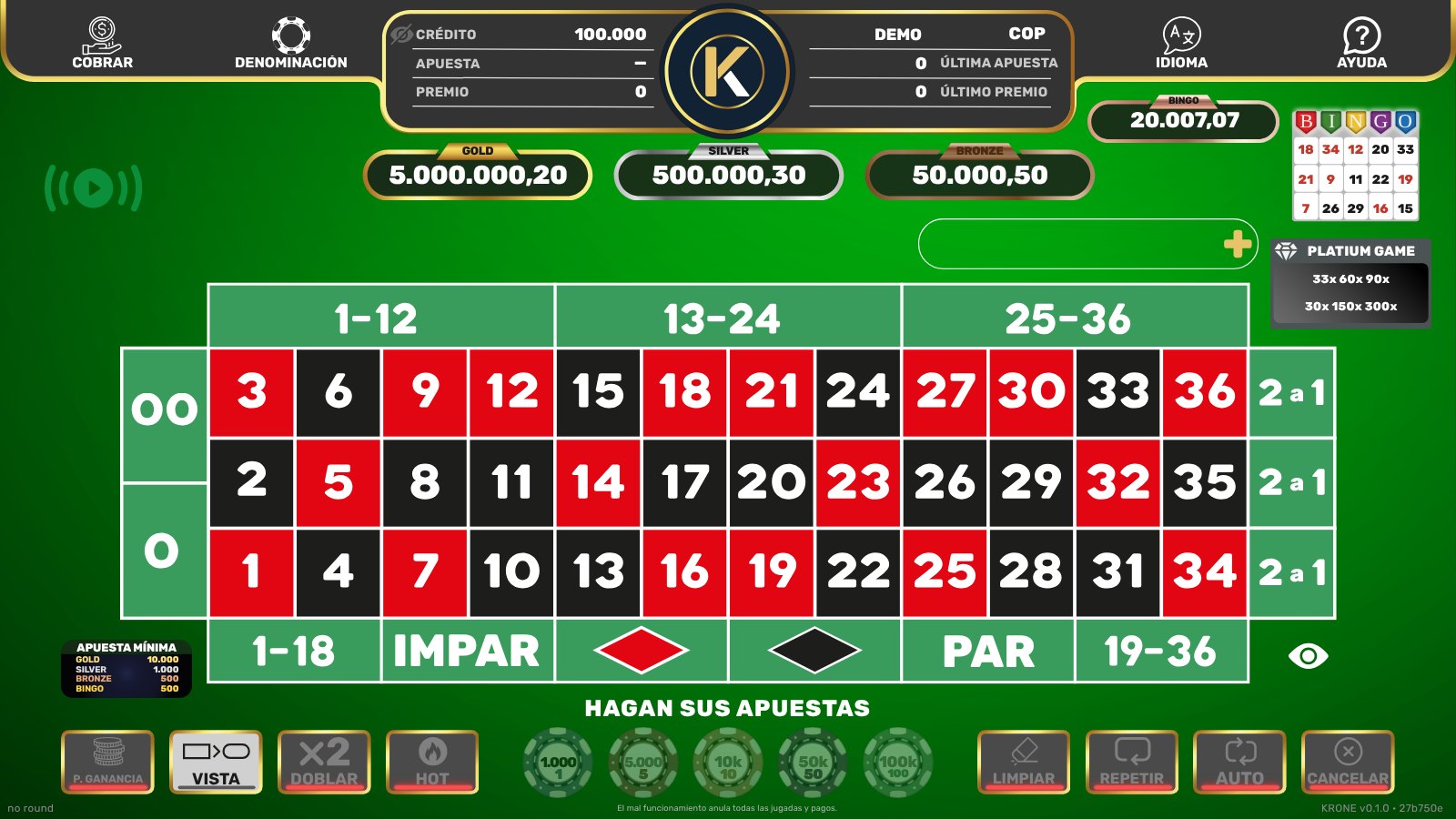 Ruleta americana en línea